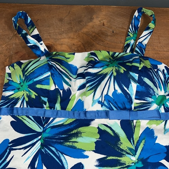 Madison Leigh size 10 blue green floral sundress padded top adjustable straps - Picture 5 of 12